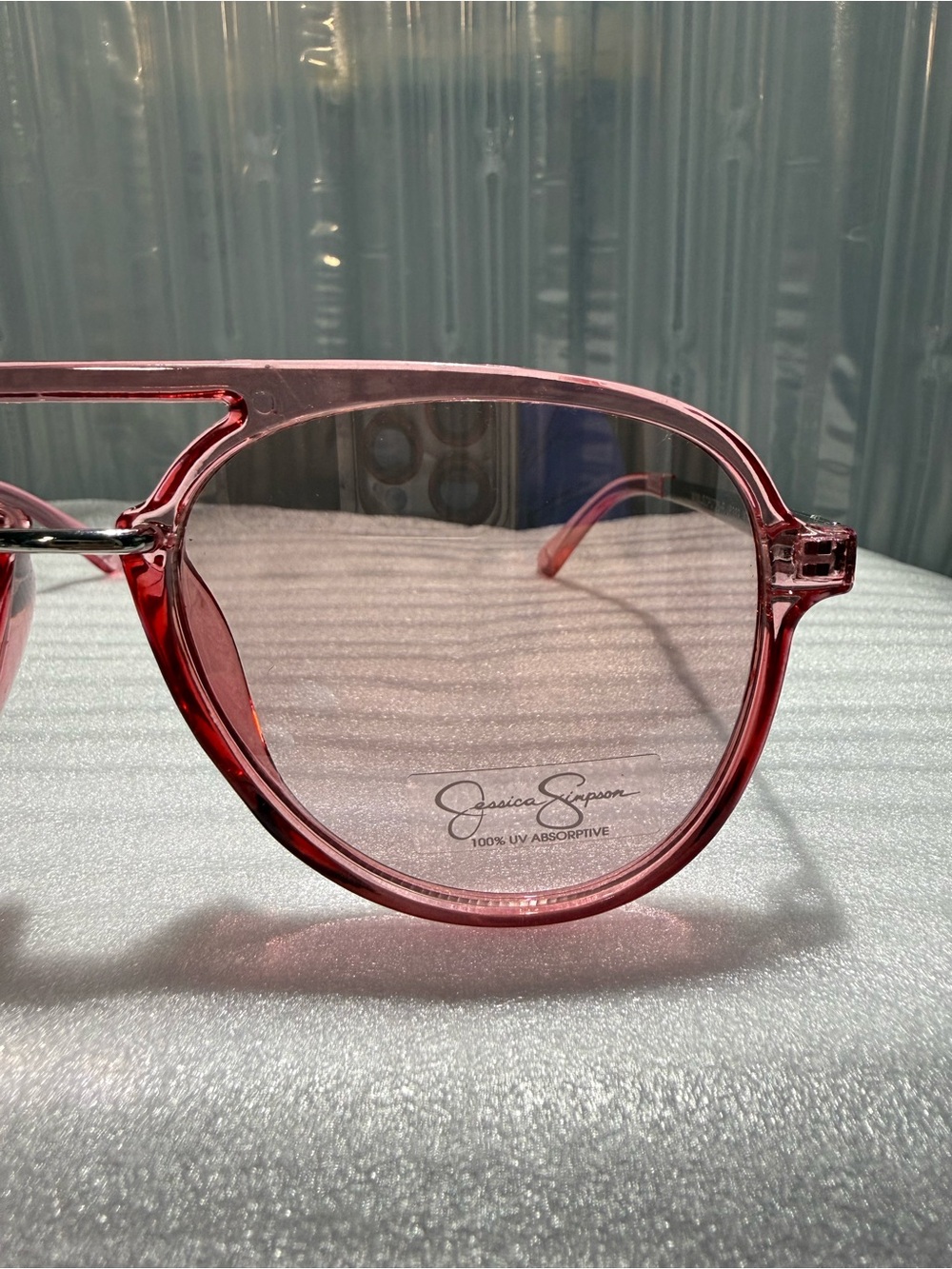 Jessica Simpson J6382 Pink Aviator Sunglasses Women’s Retro Silver Accent NWT - Picture 2 of 8